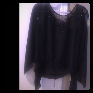 Size Med black blouse with rhinestones
